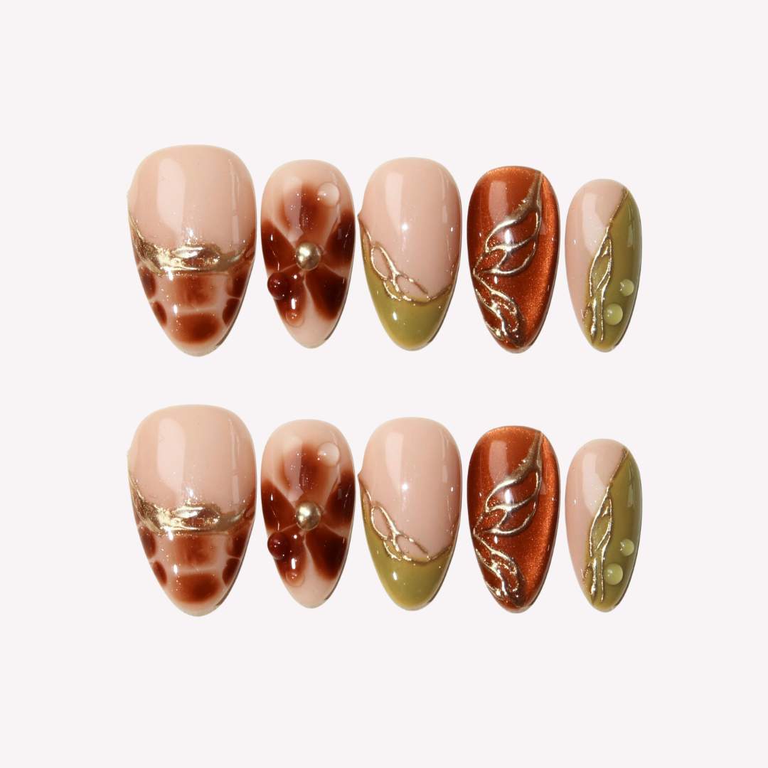 Luxury Ambar (Press-On Nails hechas a Mano)